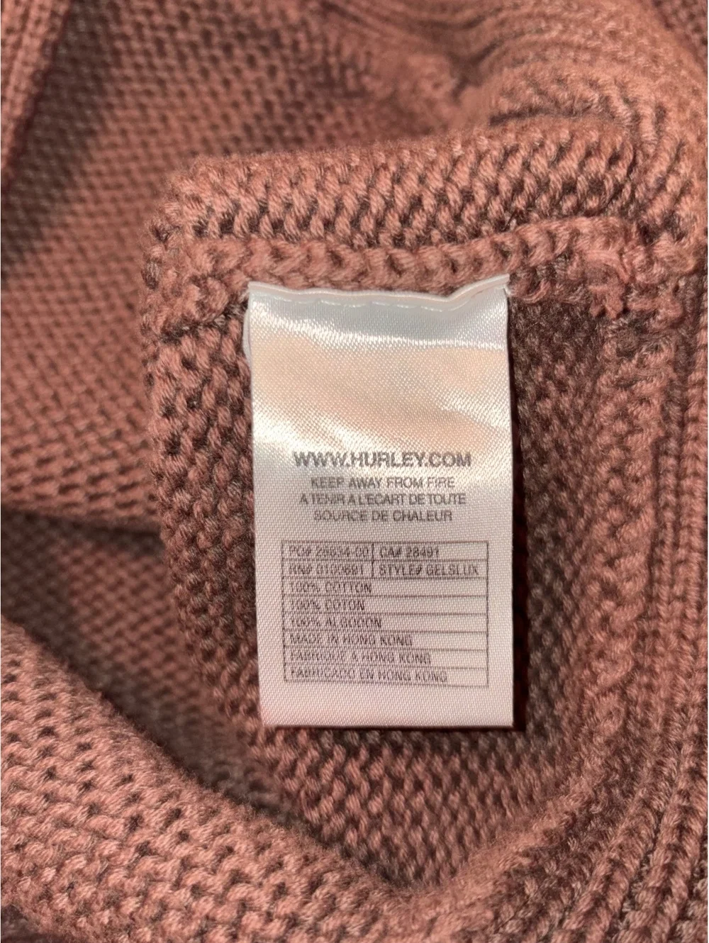 Vintage Hurley Sweater Womens M Brown Chunky Knit Full Zip Hooded Cardigan Y2K